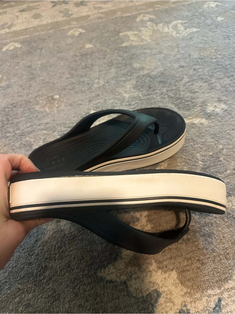 Crocs Women’s Platform Flip Flop Sandals Black & White Size 9
